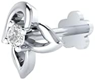 Natural Diamond Fancy Nose Ring Sterling Silver Nose Stud in 16 Gauge and 8mm Length/Diamond Nose Stud For Womens/Diamond Color- J-K Diamond Clarity- I1-I2 Diamond Weight 0.01 CT