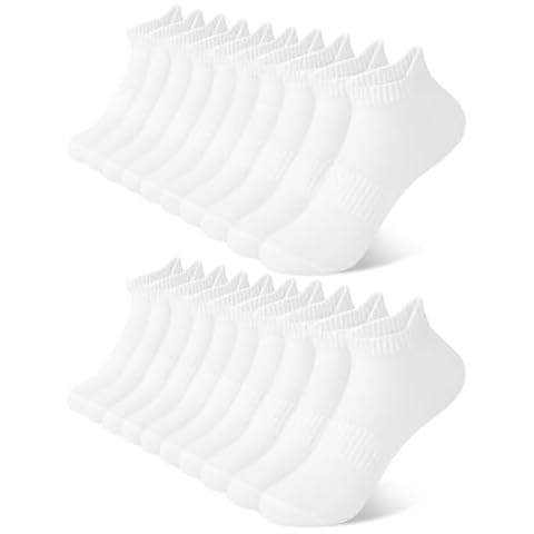 Justay 10 Pairs White Ankle Socks Woman Low Cut Running Cotton Athletic No Show Socks Womens Cover