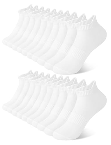 Image of Justay 10 Pairs White Ankle Socks Woman Low Cut Running Cotton Athletic No Show Socks Womens