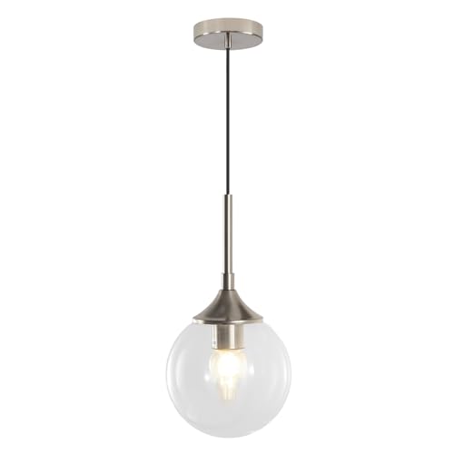 KCO Lighting 7.1” Glass Globe Pendant Light Brushed Nickel Ceiling