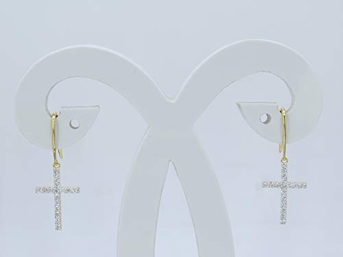 Dazzlingrock Collection 0.45 Cttw 10K Solid Gold Round White Diamond Womens Cross Drop Earrings2