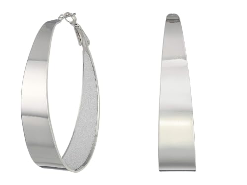 Image of Guess Large Oval Glitter Hoop Earrings