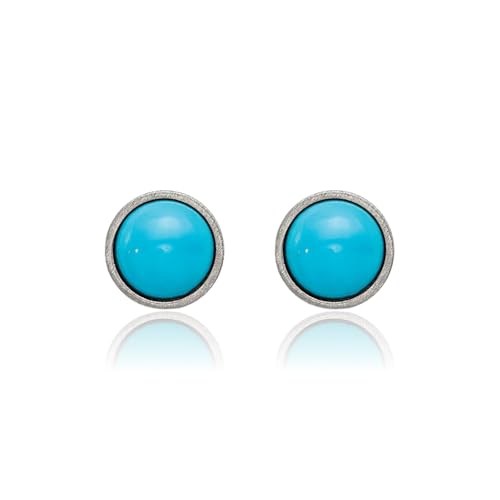 Titanium Blue Turquoise 6mm Studs Gemstone Earrings3
