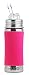 Pura Kiki 11 oz / 325 ml Stainless Steel Straw Bottle with Silicone Straw & Sleeve, Pink (Plastic Free, NonToxic Certified, BPA Free)
