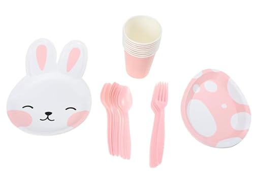 ポータブルイースターパーティー食器 イースター使い捨て紙コップ テーブルクロス 食品グレード ホワイトダンボール イースターパーティーの装飾用 アウトドアピクニック(1個、C)