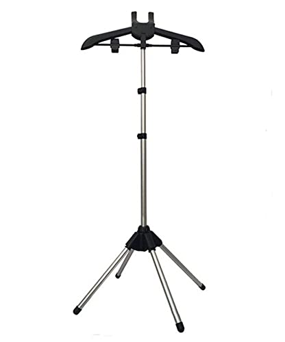 Luumerser Foldable Garment & Clothes Drying Rack,Adjustable Height,Handheld Hanging Ironing Machine Hanger Steam Ironing Machine Accessories Bracket (Black)