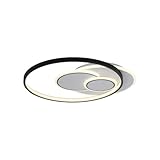 Licht-Erlebnisse LED Deckenlampe Schwarz Weiß Wohnzimmer Esszimmer Büro L:55 cm 27 W 3800 lm 3000 K Ringe separat schaltbar Modern flache Deckenleuchte Küche REZES