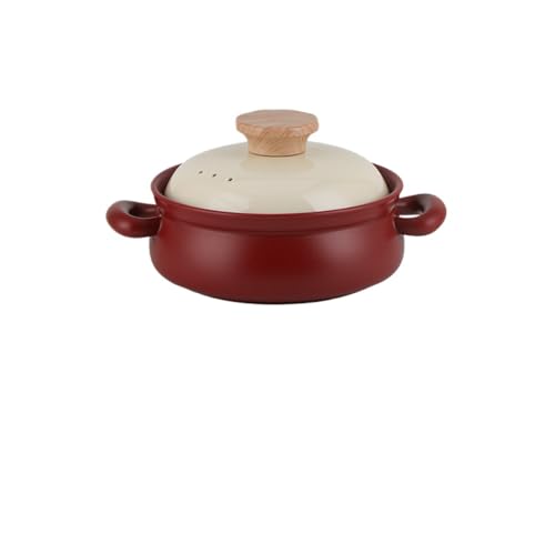 Vexnar 土鍋 家庭用 大容量 セラミックシチューポット 耐高温 割れない ガスストーブ専用 スープ 土鍋 炊飯器 レッド 4.5L (1.5L,レッド)