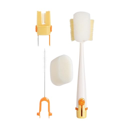 Kit de limpiador de biberones, juego de cepillos de limpieza 6 en 1, cepillo de boquilla de mango largo, cepillo de paja portátil, juego de cepillos de grado alimenticio para biberón de lactancia