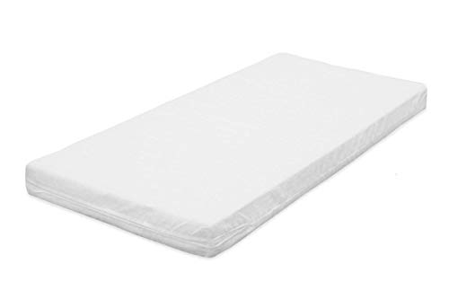 MEBLEX Lit pour enfants et tout-petits avec matelas en mousse de sécurité 160 x 80 cm, meuble de chambre pour enfants avec cadre de lit complet en MDF et tête de lit intégrée (gris, 140 x 70 cm) Cover