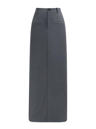 Women's 2025 Casual Maxi Long Skirts Casual Solid Color Slit Skirt