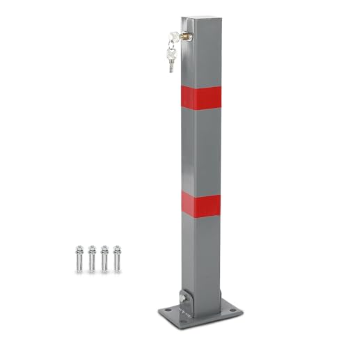 CNNELL Folding Parking Barrier Lockable Car Bollard Driveway Safety Security Post