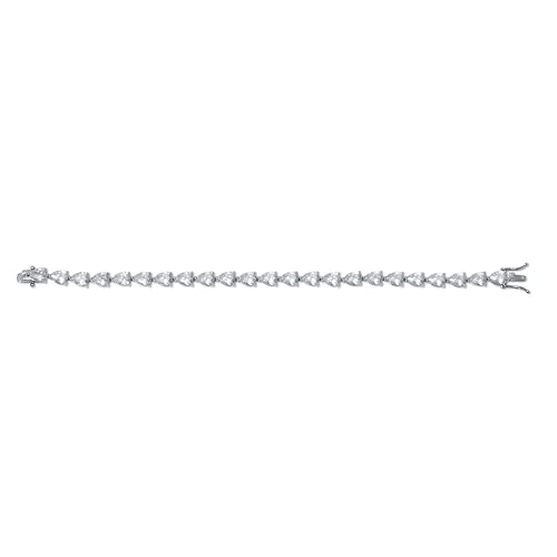 Palm Beach Jewelry 17.04 TCW Pear-Cut Cubic Zirconia Silvertone Tennis Bracelet 7-inch4