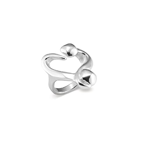 Bague ouverte cœur emblématique cloué en plaqué argent sterling femme