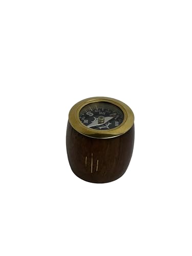 Brass Drum Compass – 7 x 7 x 5 cm – Vintage Nautical Marine Navigation Compass (RS-796) miniatura 2