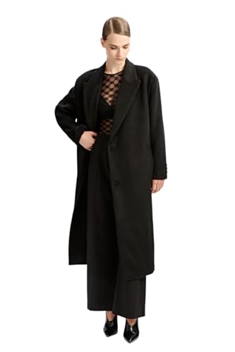 BARDOT Classic Oversized Coat for Women - Black Long Wool