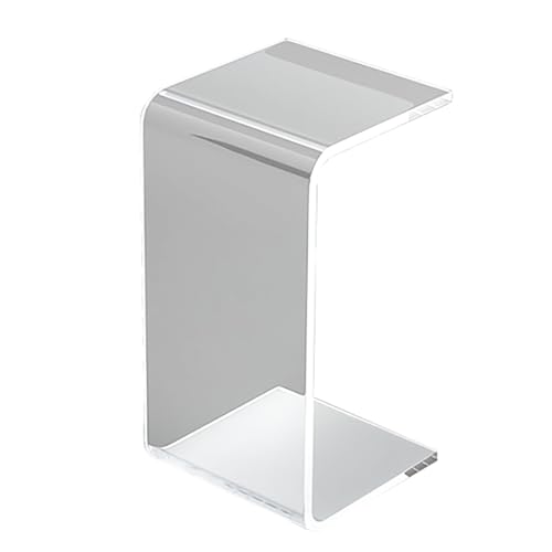 Mesita de noche acrílica ligera para sala de estar y dormitorio, mesa auxiliar de madera transparente, mesa auxiliar moderna con almacenamiento, 30 x 30 x 50 cm (blanco)