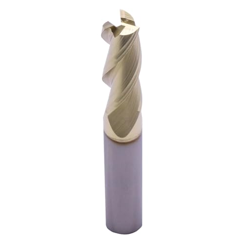 Image of 3 /8 inch 3 Flute Solid Carbide Square End Mill for Aluminum, ZrN Coated | 37 Helix, 3 /8 inch Cutting Dia, 3 /8 inch Shank Dia, 1 inch Length of Cut, 2-1 /2 inch Overall Length, for Milling Aluminum and Copper