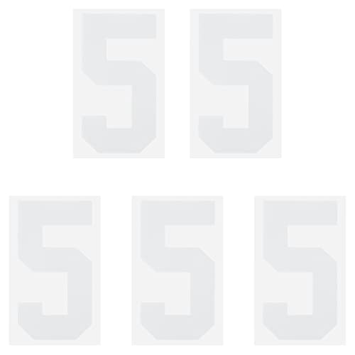 MECCANIXITY Iron-On Number 5, 8" White, Pack of 5