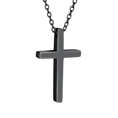 PROSTEEL Cross Necklace for Men, Cross Pendant with Adjustable Chain, Sliver Black Gold Plated Crucifix Necklace for Men 316L Stainless Steel Easter J