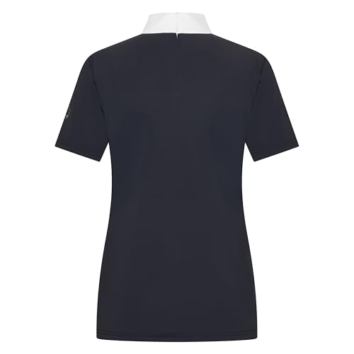 Imperial Riding Damen Turniershirt IRH Shines, Kurzarm Reitshirt mit Stehkragen, Strassverzierung und Rückenreißverschluss, Schwarz, M