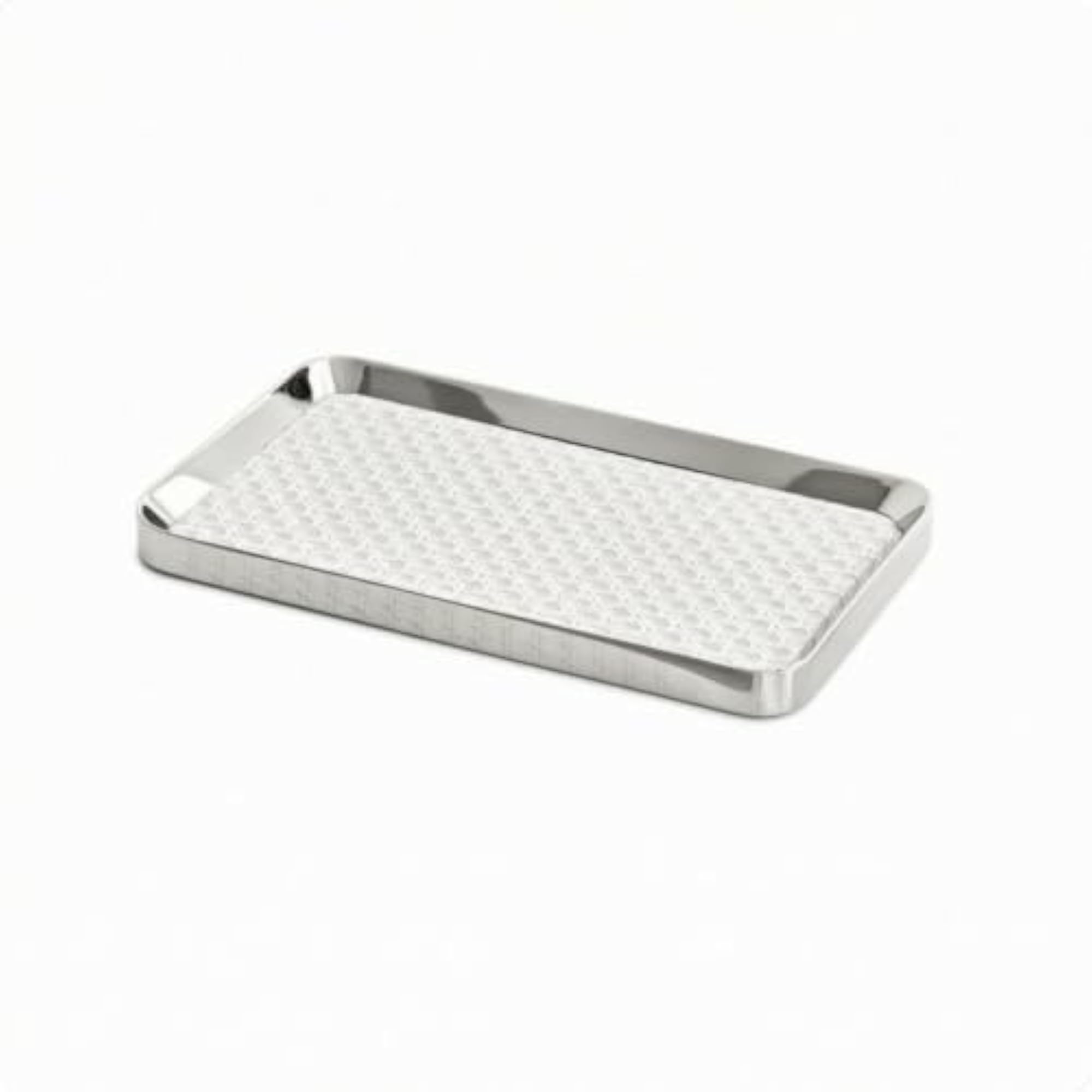 Leather and Stainless Steel Tray, Multi-Function Embossed Decorative Tray