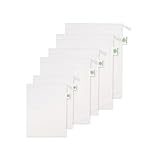 Mandala Crafts Reusable Organic Cotton Produce Bags for Refrigerator – Muslin Bags with Drawstring – Cotton Drawstring Bags for Shopping Storage Vegetable Bread Gift 6 PCs