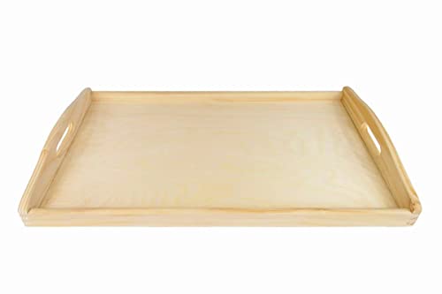 Wooden World Medium Wooden tray serving bed breakfast with handles natural lacquered wood 35 x 25 x 5 cm, Brown - Image 4