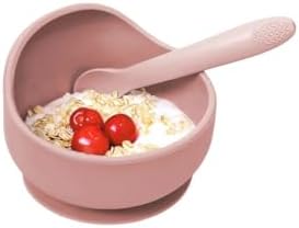 Meleni Baby 2'li Silikon Bebek Beslenme Seti - Vakumlu Mama Kasesi - Diş Kaşıyıcı Silikon Kaşık - Pembe - Görsel 1