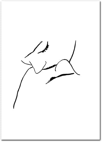 Amazon アートポスター50x70cmフレームなしキスカップルフェイスラインポスターミニマリストウォールアート抽象男性と女性のリビングルームホーム北欧の装飾 ウォールステッカー オンライン通販