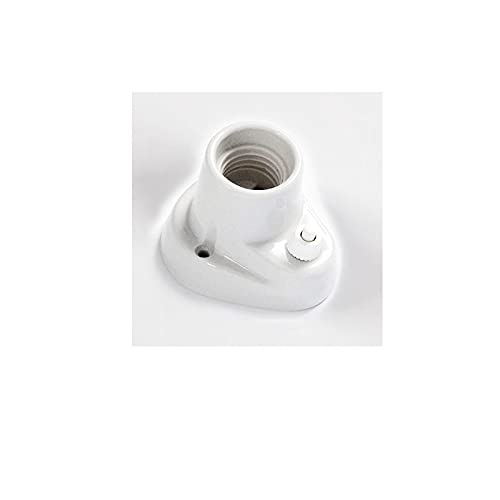 Portalampada Vintage E27 in Porcellana Base Curva con interruttore 0070 Parete o Soffitto - Bianco