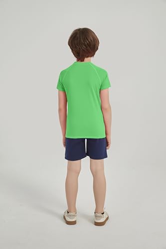 Image of 5-14Y Boys Girls Rash Guard UPF 50+ Short Sleeve Kids Neon Swim Shirts | Unisex UV Sun Protection Shirts,Quick Dry Kids Rash Guard, Boys Girls Neon Swim Shirts,Teen Rash Guard Swimsuit