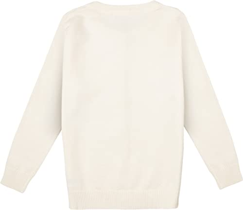 Image of BOLEROSE Girls Long Sleeve School Uniform Childrens Kids Cardigan (Ivory, 5-6 Years)