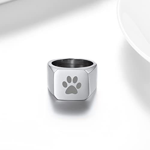 U7 Men Stainless Steel Polished Custom Engrave Square Signet Ring, Statement Thumb Ring For Costume Jewelry -Size 8 #TOP5