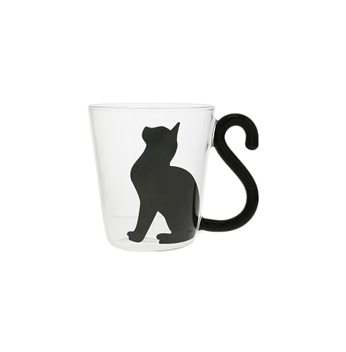 Pavilion Gift Company - Cat - 12 oz Glass Coffee Mug Tea Cup Kitty Kitten Feline Cat Mom Dad Lover Present