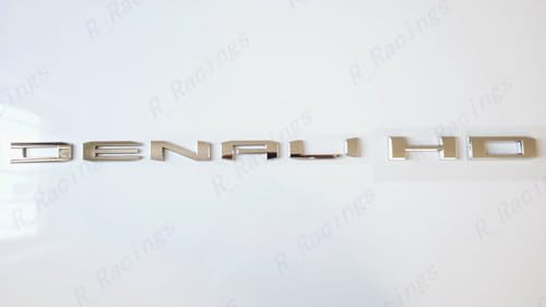 Image of 4Pcs Set 19-23 Denali DENALIHD Sierra Emblems 3D Letters Badges NAMEPLATE Stickers Decal Replacement for Sierra 1500 2500HD 3500HD Denali HD 23400374 (Chrome)