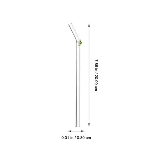 DOITOOL 4 peças de palha de vidro com escova - Canudos transparentes com flores - Canudos de vidro r