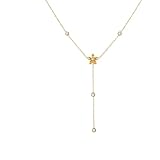NHTISGRUE Clásico collar largo en forma de Y blanca para mujeres de vacaciones, juegos de joyería femenina chapados en oro