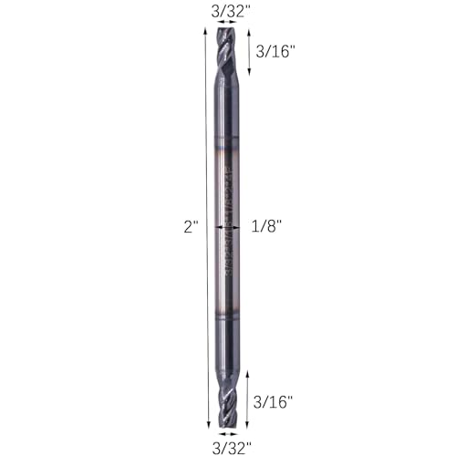 Image of 5Pcs 3 /32 inch 4 Flute Solid Carbide Square End Mill, Double End, AlTiN Coated | 35 Degree Helix, 3 /32 inch Cutting diameter, 1 /8 inch Shank diameter, 3 /16 inch Length of Cut, 2 inch Overall Length