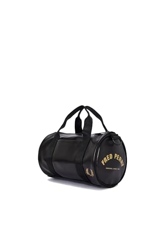 100% poliestere riciclato Fred Perry Tonal Classic Mini Barrel Bag, Nero , Taglia unica, Casual