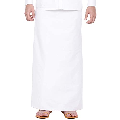 Pure Cotton White Color Dhoti (Men's Wearing Cloth) - Main Image