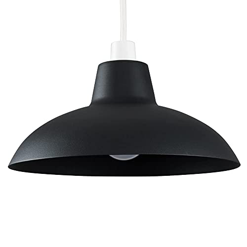 MiniSun Retro Style Matt Black Metal Easy Fit Ceiling Pendant Light Shade