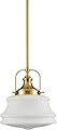 DEYNITE Industrial Pendant Light Fixtures Gold Schoolhouse Hanging Adjustable Light for Kitchen Island