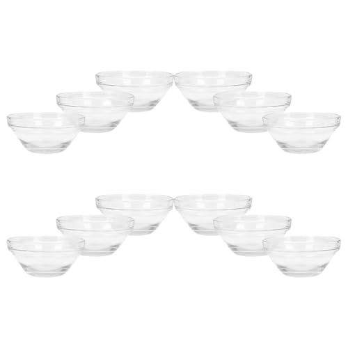 DIYEAH Lot de 12 Bols en Verre Transparent pour Masques Faciaux, Récipients D'huile Essentielle, Bols Mélangeurs pour Préparation de Masques Maison, Adaptés Usage Professionnel