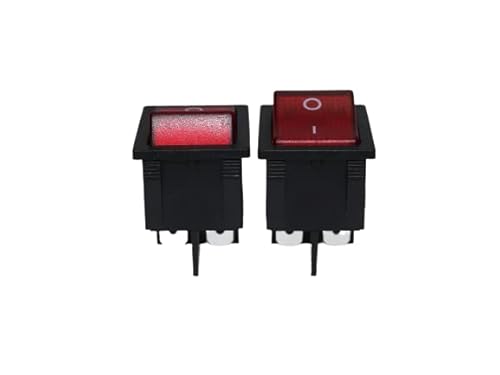Wilsnsun 2Pcs Power Heat Press Rocker Power Switch 30A 250V 4 Pin 2 Position On/Off Rocker Toggle Switch Red Button With Light #TOP1