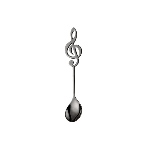 KASFDBMO 304 Stainless Coffee Stirring Spoon Musical Note Spoon Teaspoons Music Ice Cream Creative Gift Kitchen Tableware, Black