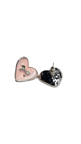 Image of Coquette Pink Heart Bow Stud Earrings - Dainty & Chic Jewelry