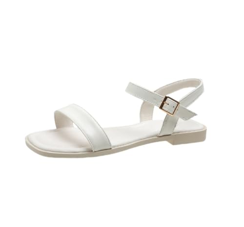 Women's Flat Sandals Dressy Comfortable Flat Sandals Fashion Square Open Toe Slip On Shoes For Beach Daily Work Party