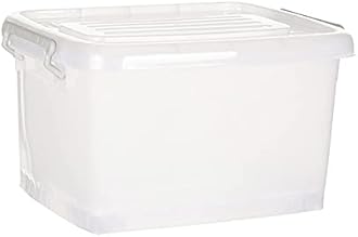 NOW & ZEN 35 Litre Pack of 2 Multipurpose Stackable Plastic Storage Container Box With Wheel, Lid & Handle | Dimensions: (LxWxH): (46 x 35 x 27) CM, Semi-Transparent