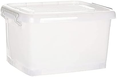 NOW & ZEN 35 Litre Pack of 2 Multipurpose Stackable Plastic Storage Container Box With Wheel, Lid & Handle | Dimensions: (LxWxH): (46 x 35 x 27) CM, Semi-Transparent